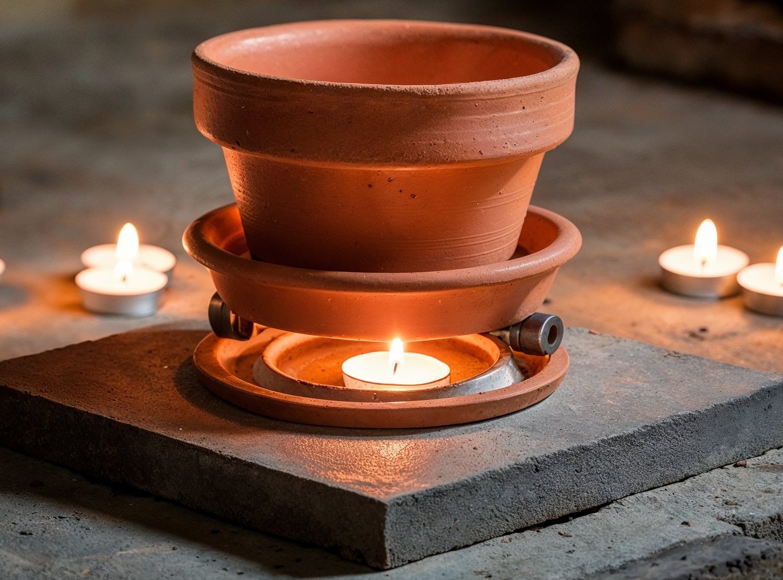 DIY Radiant Heater Using Tealight Candles and Clay Terracotta Pots